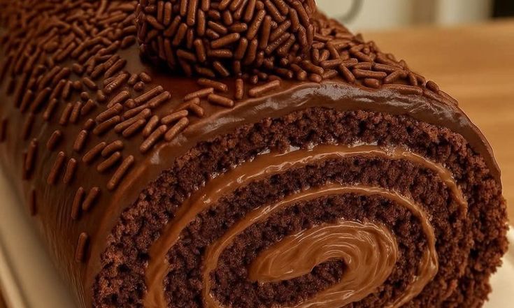 Rocambole de Chocolate com Brigadeiro